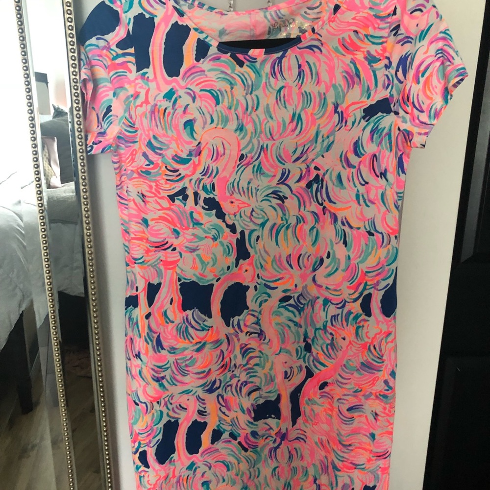 Lilly Pulitzer short sleeve flamingo dress